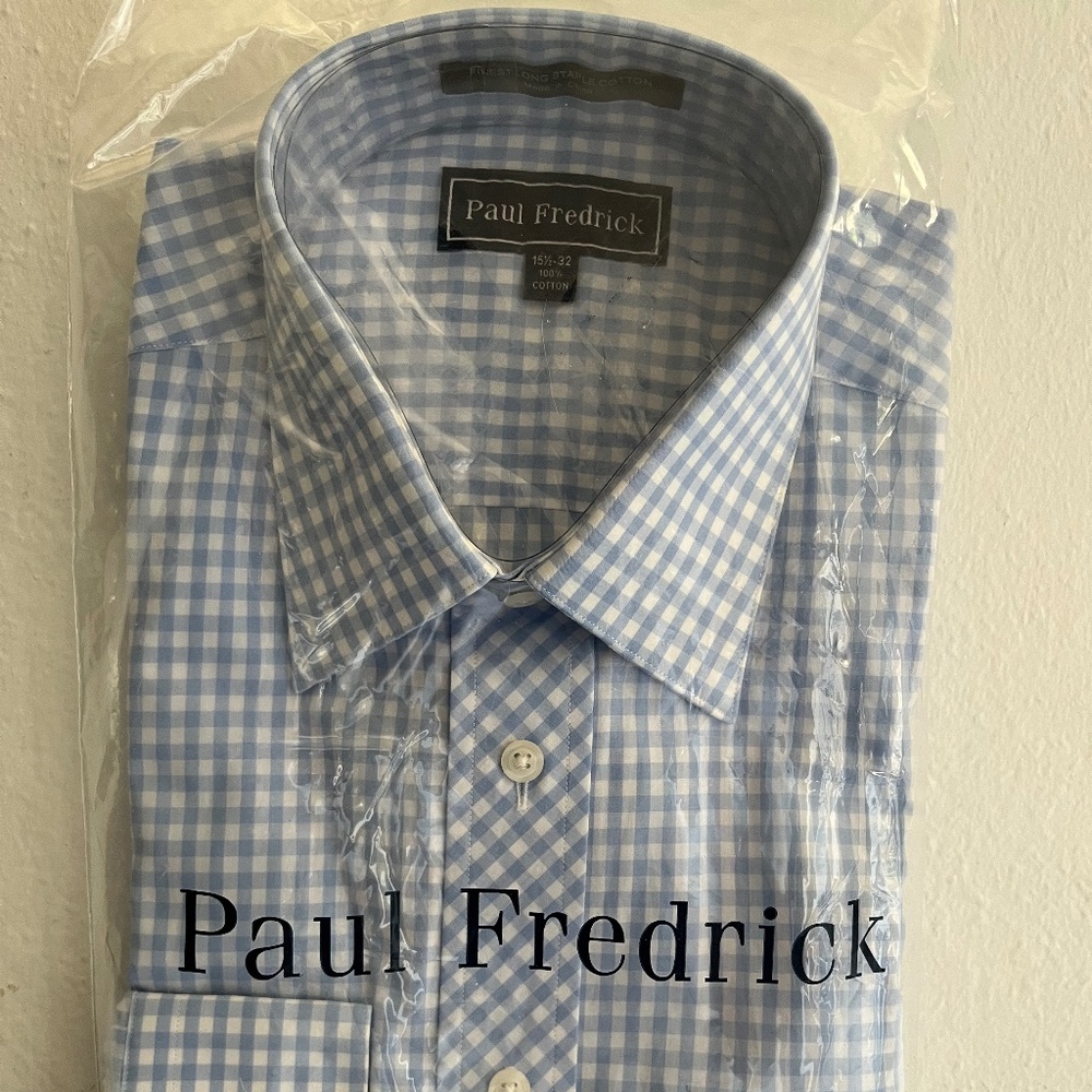 Paul Fredrick Long Sleeved Gray Striped Shirt